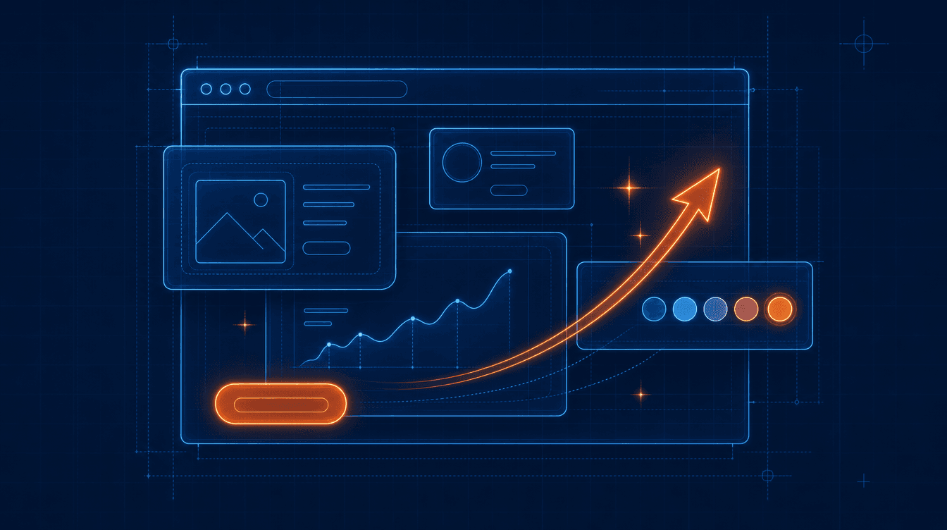 Blueprint-Illustration moderner Webdesign-Elemente und Trends